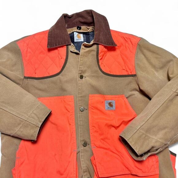 Carhartt Vintage 80s USA made Canvas Orange Blaze Hunting Jacket Barn Coat XL - Picture 4 of 8
